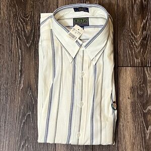 NWT Vintage Chaps Ralph Lauren Men 16.5 32/33 Striped Button Down Shirt USA Made